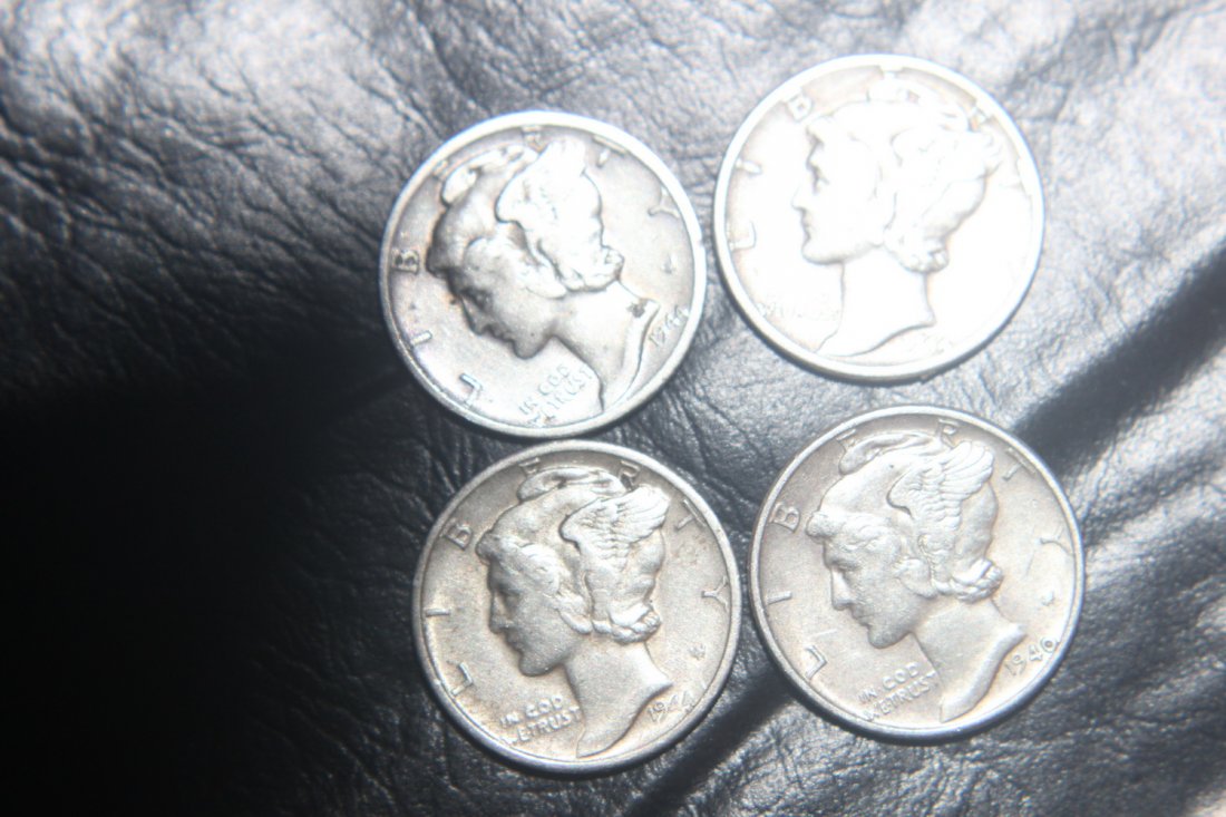 4 MERCURY DIMES WITH VERY GOOD A.U. LUSTER (1 of 2)