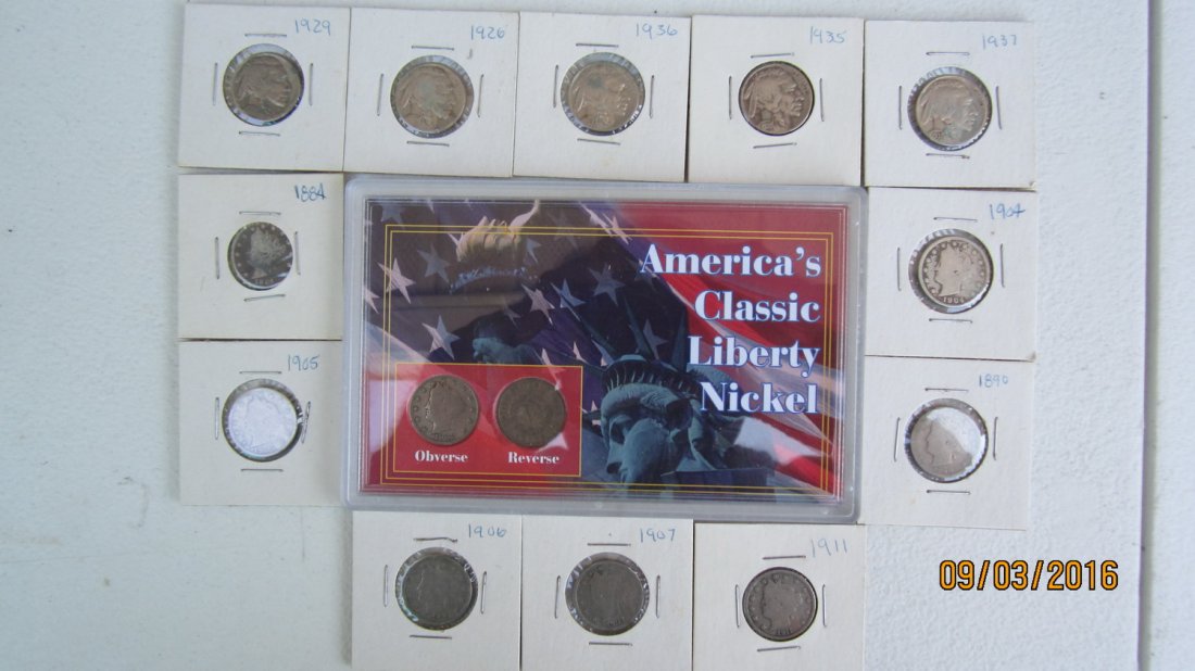 LOT OF U.S. NICKELS TO INC. 9 LIBERTY  & 5 BUFFALO'S - (1 of 4)