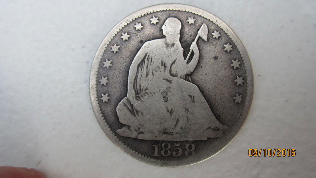 U.S. 1858 SILVER SEATED LIBERTY HALF DOLLAR (1 of 3)