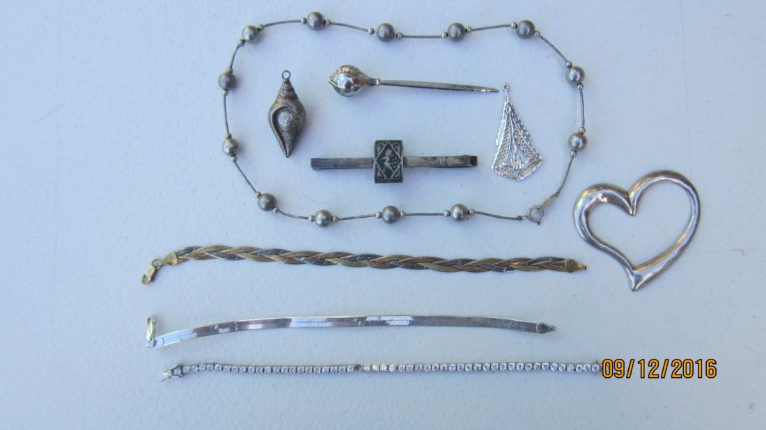 LOT OF STERLING TO INC. 3 BRACELETS, NECKLACE, MONEY (1 of 4)