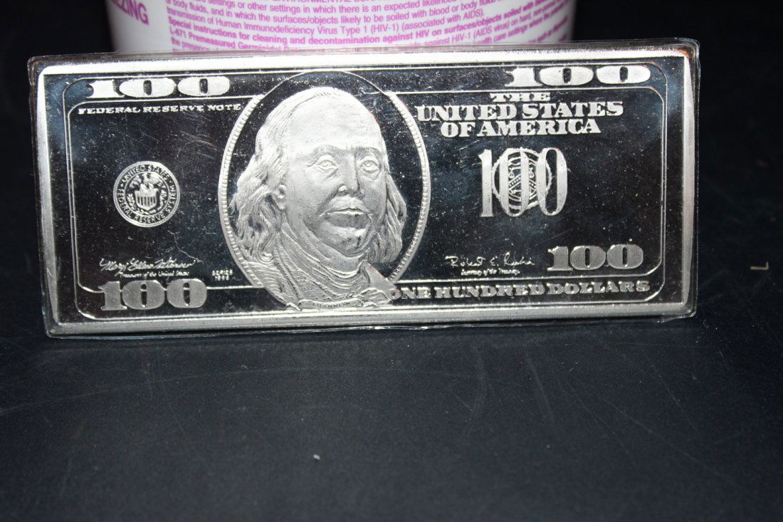 COPY OF $100 BILL - 1 TROY POUND SILVER (1 of 3)