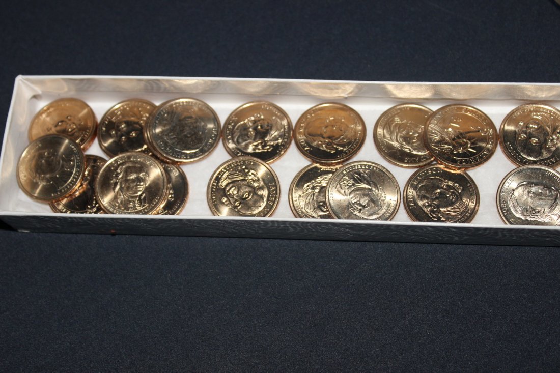 22 GOLD COLORED $1 MADISON, TYLER, WASHINGTON,: 22 GOLD COLORED $1 MADISON, TYLER, WASHINGTON, JEFFERSON
