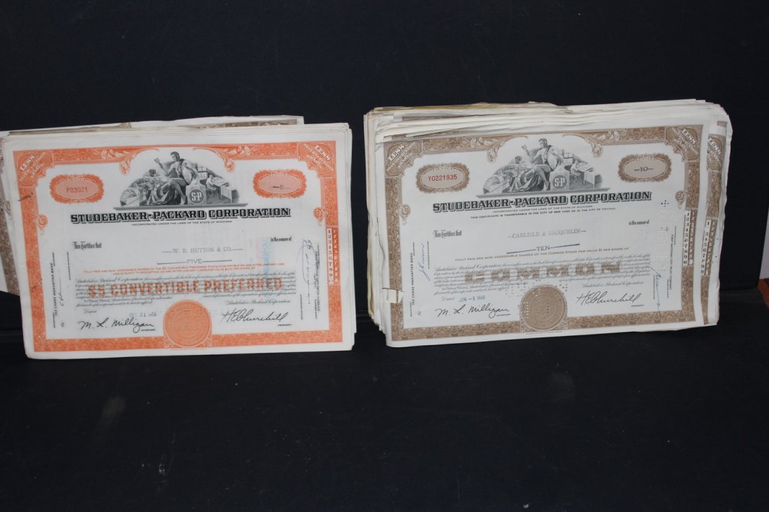 LARGE LOT OF STUDEBAKER- PACKARD CORP. STOCKS 1959-: LARGE LOT OF STUDEBAKER- PACKARD CORP. STOCKS 1959- 1960 - APPROX. 60-70