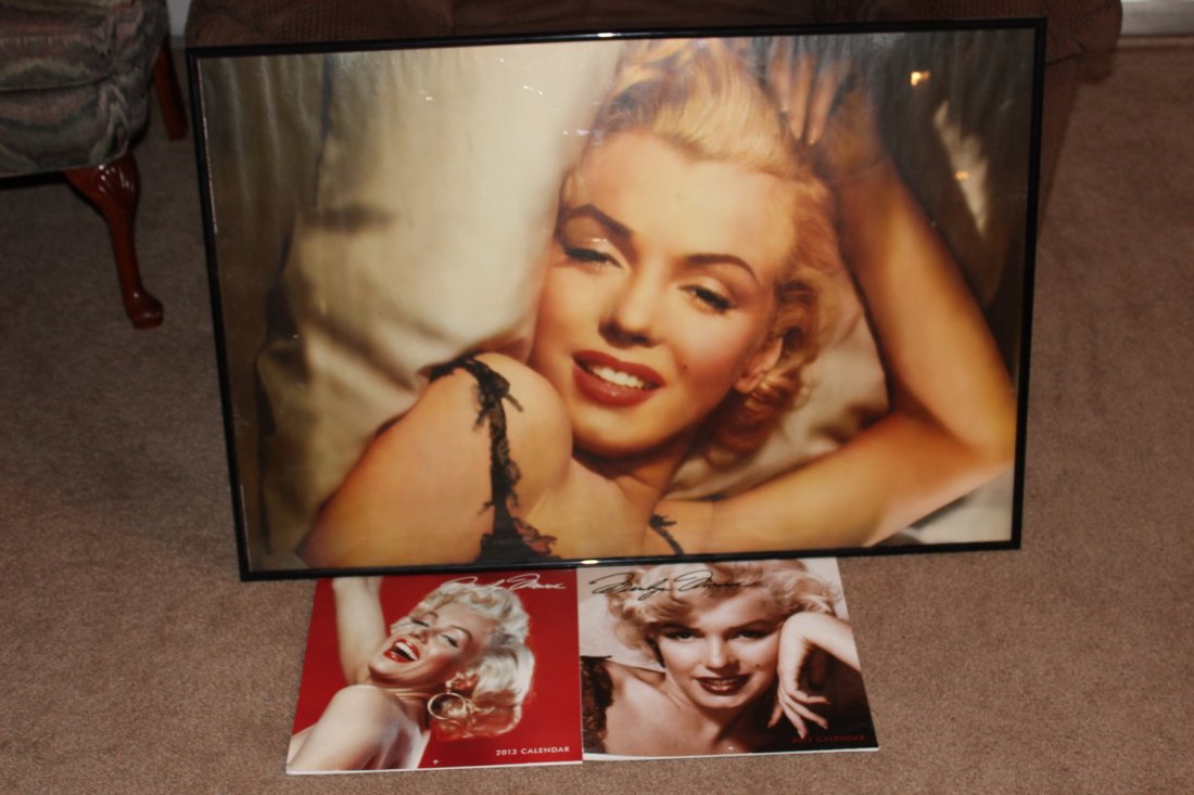 LARGE FRAMED POSTER MARILYN MONROE 2012 AND 2013: LARGE FRAMED POSTER MARILYN MONROE 2012 AND 2013 CALENDARS MINT 36.5 - 24