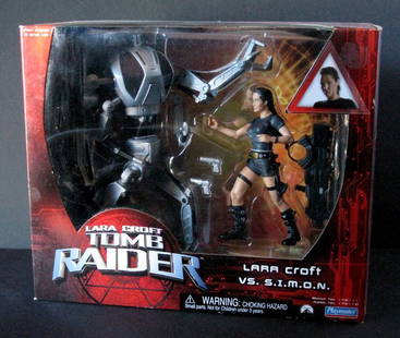 TOMB RAIDER - THE MOVIE LARA CROFT VS SIMON DELUXE: TOMB RAIDER - THE MOVIE LARA CROFT VS SIMON DELUXE BOXED SET - Playmates, 2001 - Set includes fully articulated 7" Lara Croft with weapons and 10" Simon robot. Brand new in sealed box.