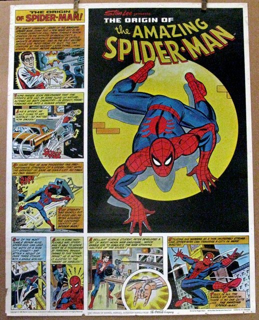 MARVEL - SPIDER-MAN ORIGIN POSTER – Coca-Cola, 1980 –: MARVEL - SPIDER-MAN ORIGIN POSTER – Coca-Cola, 1980 – Rare promo poster produced by Coca-Cola celebrating Marvel’s most famous hero. Measures 22” x 28”. Quite scarce. Very Good.