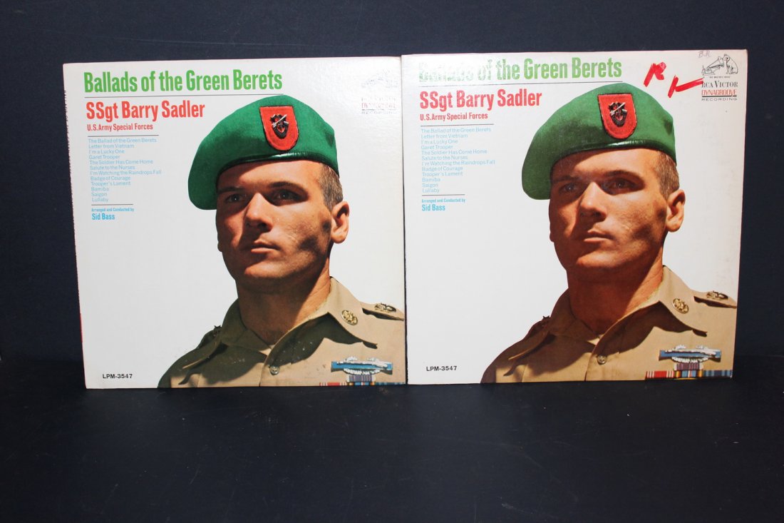 2 ALBUM LOT SSGT BARRY SADLER BALLADS OF THE GREEN: 2 ALBUM LOT SSGT BARRY SADLER BALLADS OF THE GREEN BERETS - RCA RECORDS 3547 - 1966 LIKE NEW