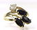 14K Yellow Gold Sapphire and Diamond Ring, Size 5 - 2