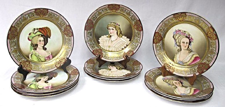 Twelve (12) Royal Vienna Portrait Plates 12" diameter (1 of 5)