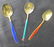 Three (3) Sterling Silver Gilt on Enamel Sugar Spoons: