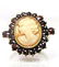 14K Yellow Gold Garnet Cameo Ring, Size 5 1/4 - 2