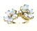 14K Yellow Gold Opal and Diamond Flower Ring, Size 6 - 4