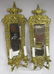 Antique Pair Gold Gilt Mirrored Sconces. Beveled Glass, - 2