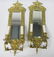 Antique Pair Gold Gilt Mirrored Sconces. Beveled Glass, - 3