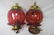 Pair of Cranberry Glass Victorian Hanging Lights