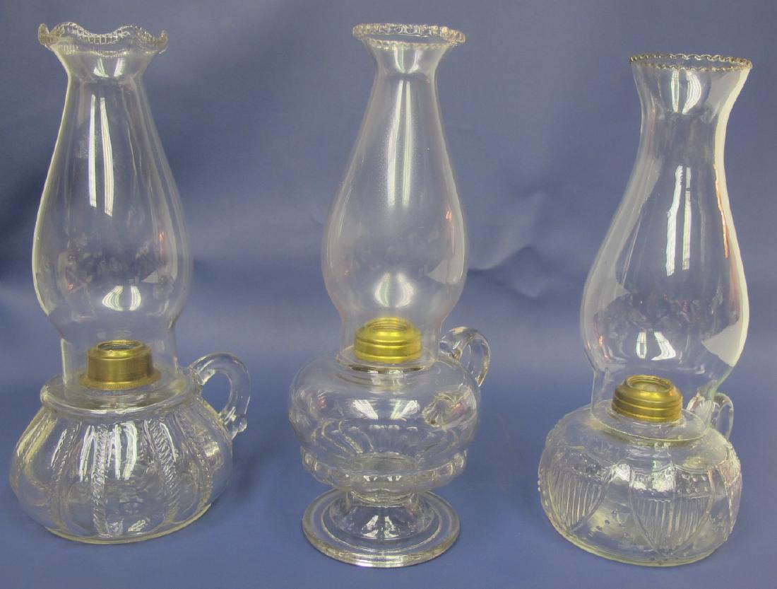 Collection of Three (3) Oil Lamps : N.L. Bradley with: Collection of Three (3) Oil Lamps: N.L. Bradley with Patriotic Motif Produced at Time of Civil War ca1860