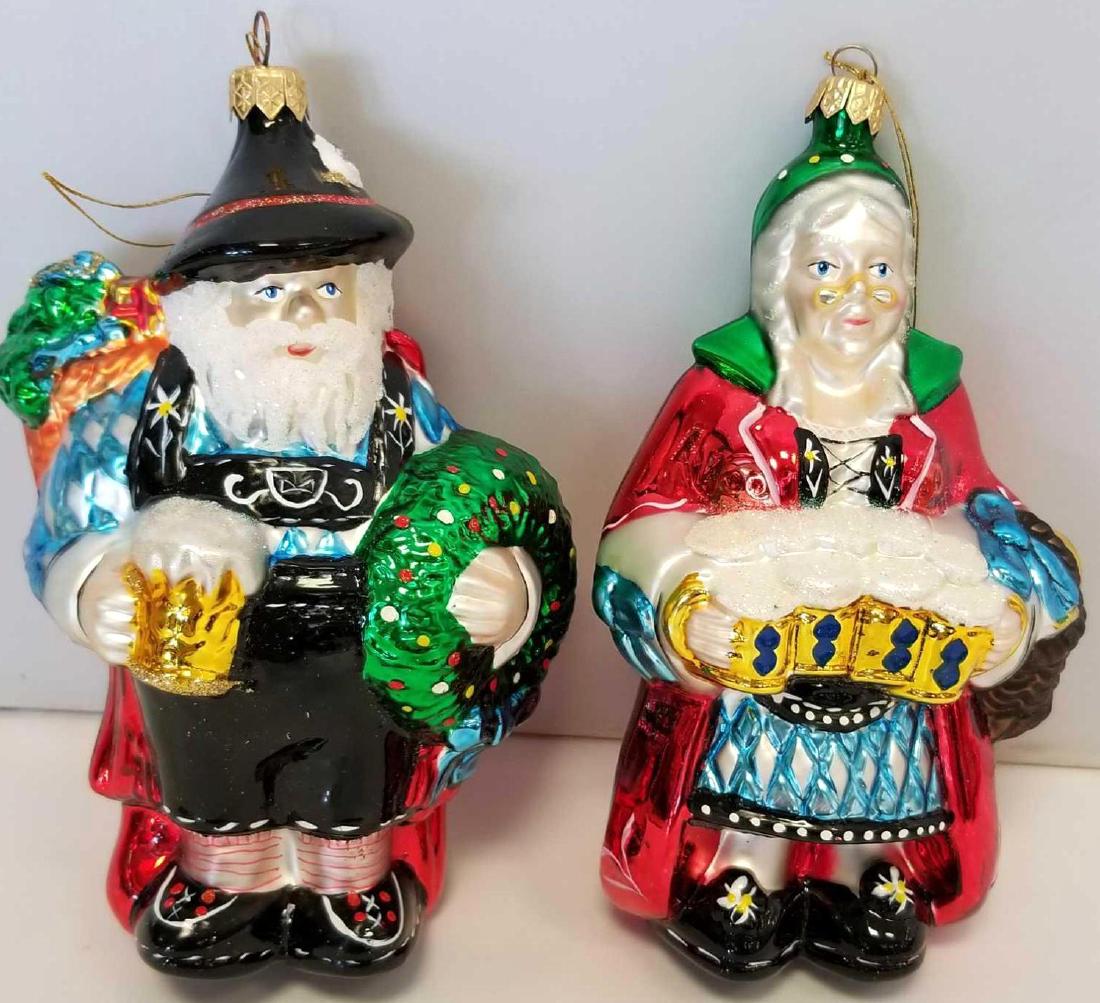 Mr & Mrs Claus Beer Mercury/Blown Glass Ornaments,: Mr & Mrs Claus Beer Mercury/Blown Glass Ornaments, Kathe Wohlfahrt, Germany, 7 1/2"