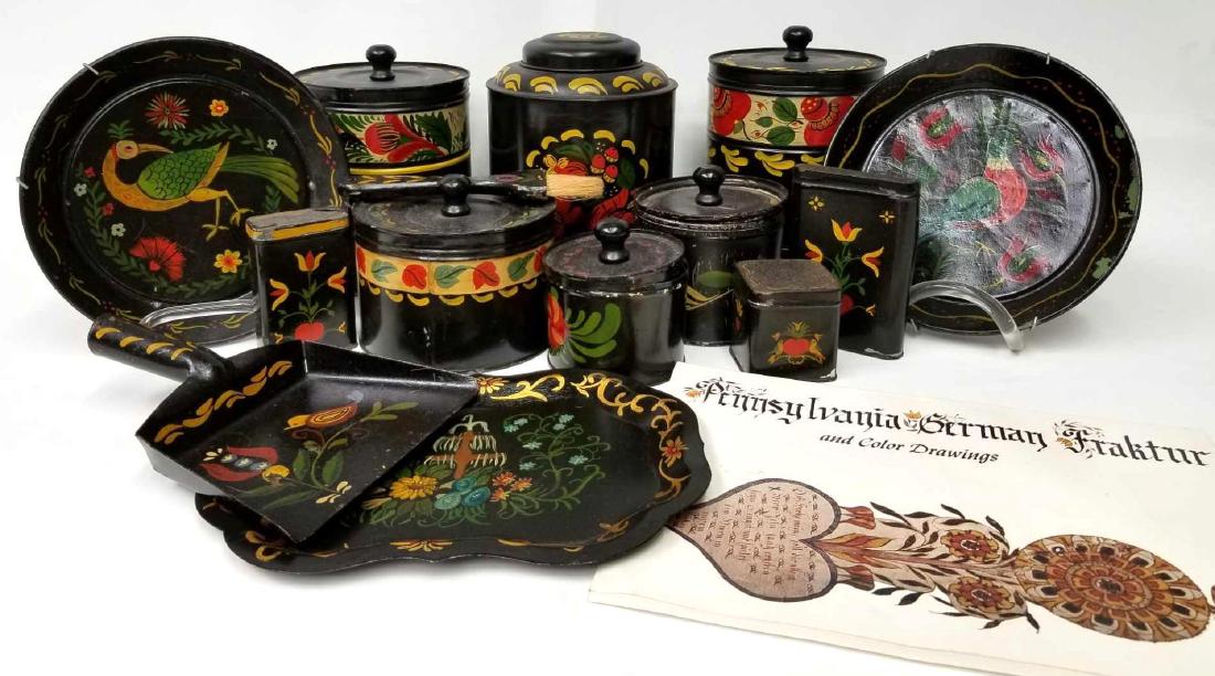 Collection of 15 Pieces of Early American Toleware  (1 of 5)