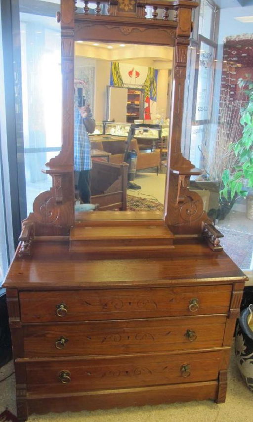 Eastlake Victorian Burl Walnut Dresser With Mirror Feb 03 2018 Eastlake Victorian Burl Walnut Dresser