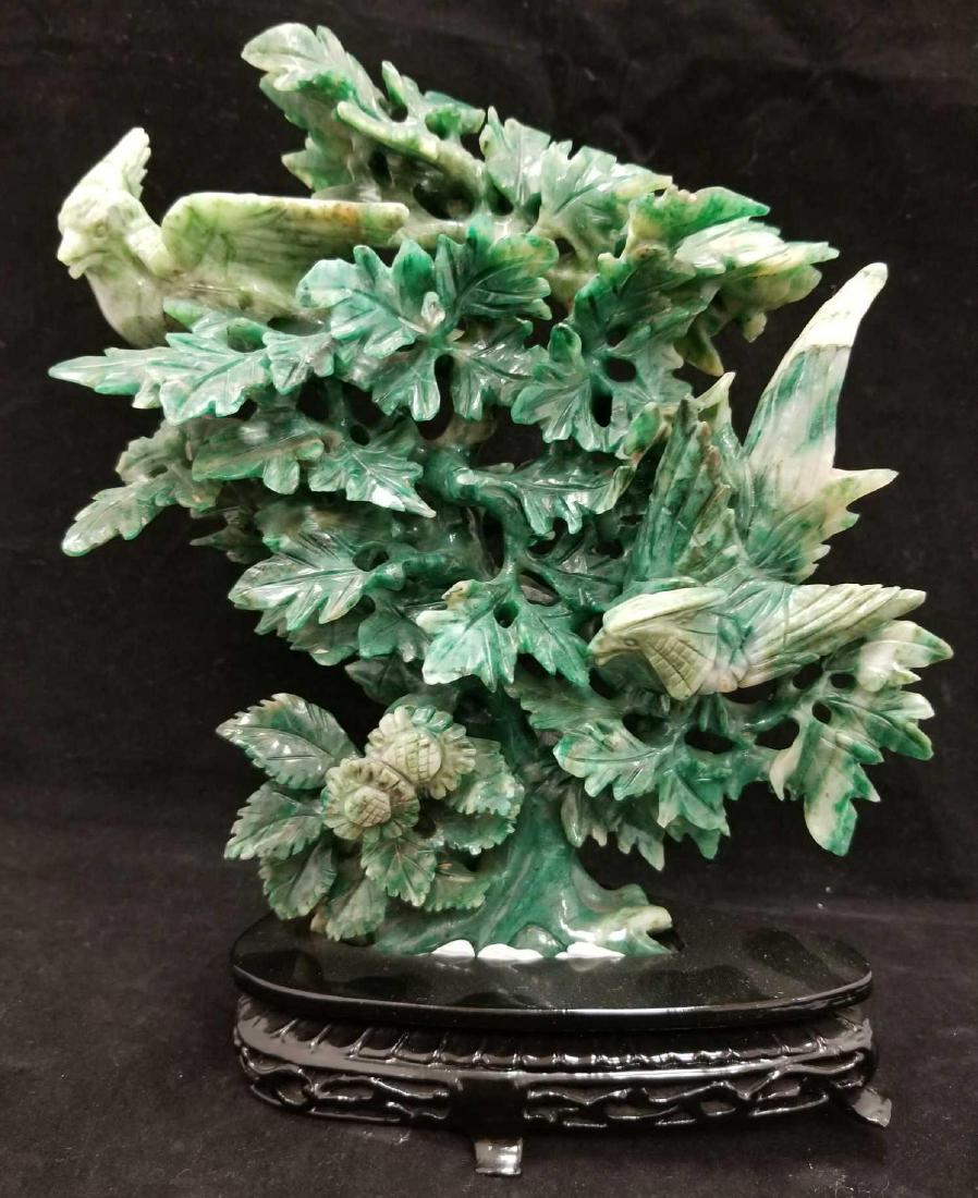 Chinese Spinach Jade Ornately Carved Sculpture (1 of 2)