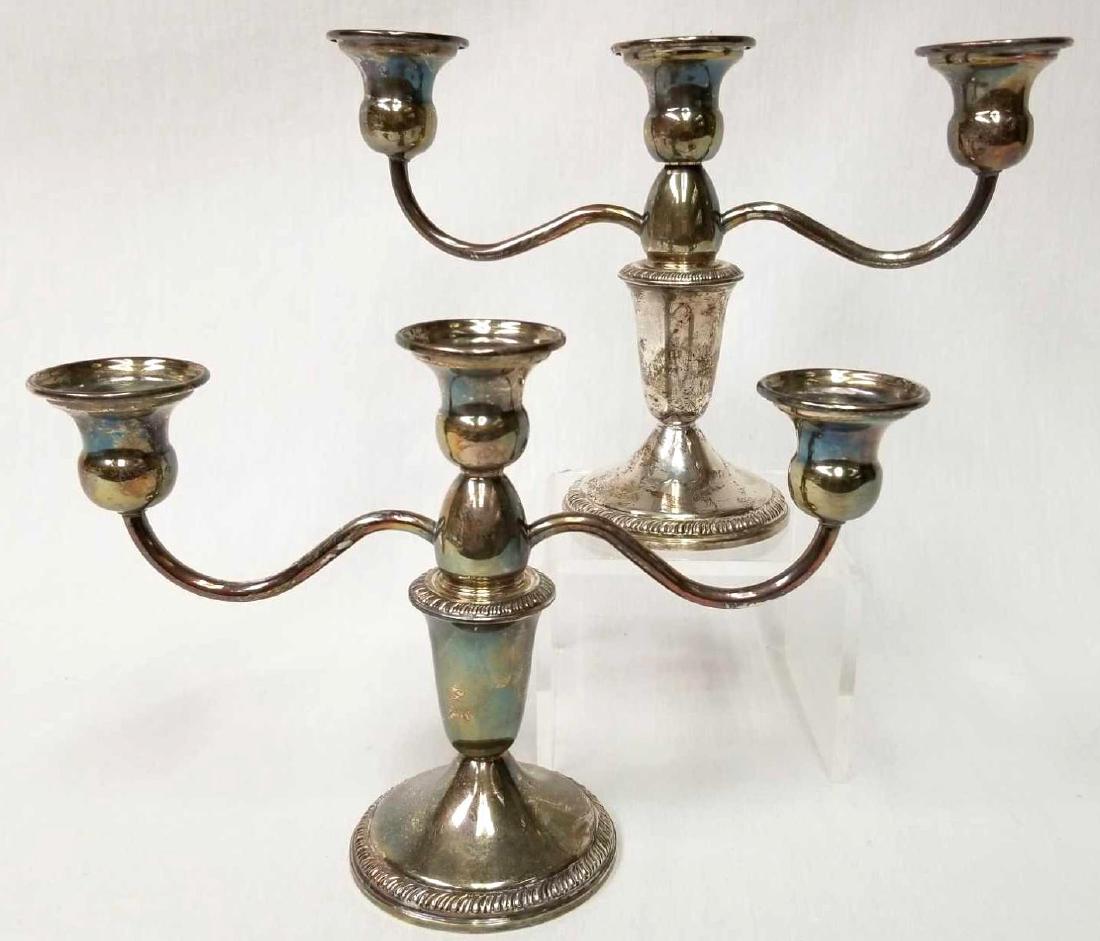 Pair of Crown Sterling Silver Weighted Candlesticks 6" (1 of 2)