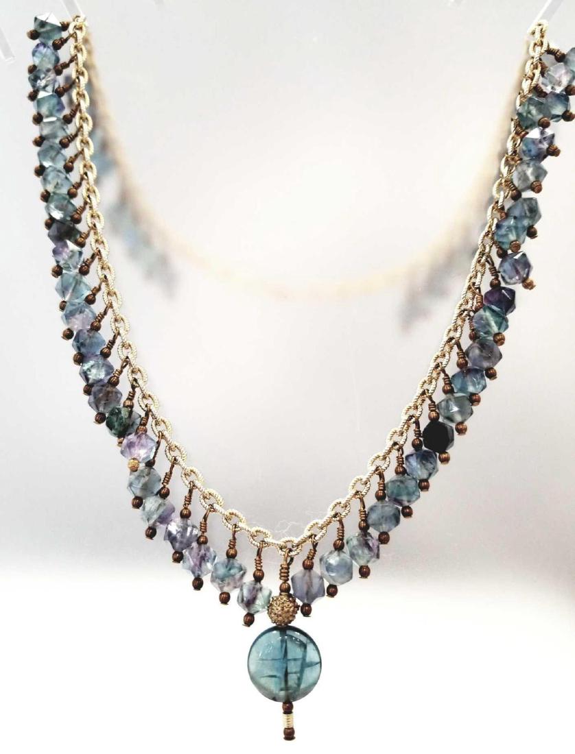 14K Gold Filled Aquamarine Beaded Necklace 18 1/2" (1 of 2)
