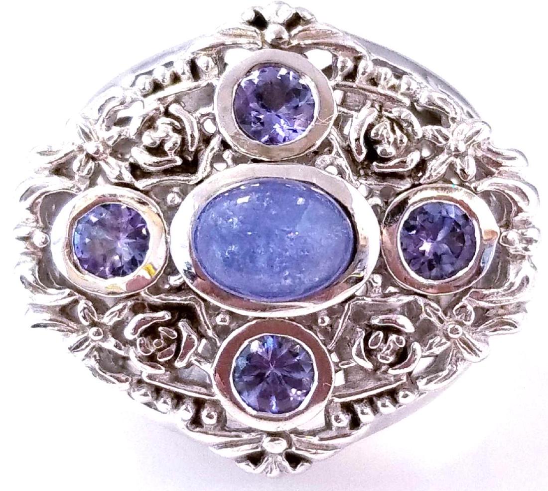 SS Amethyst & Cabochon Cut Amethyst Ring (1 of 2)
