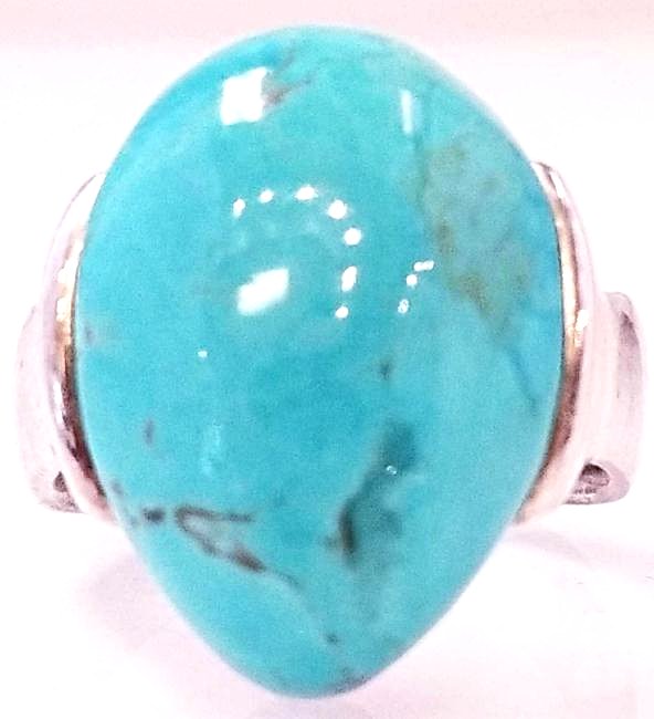 SS Turquoise Ring: Sterling Silver Turquoise Ring, Size 11 