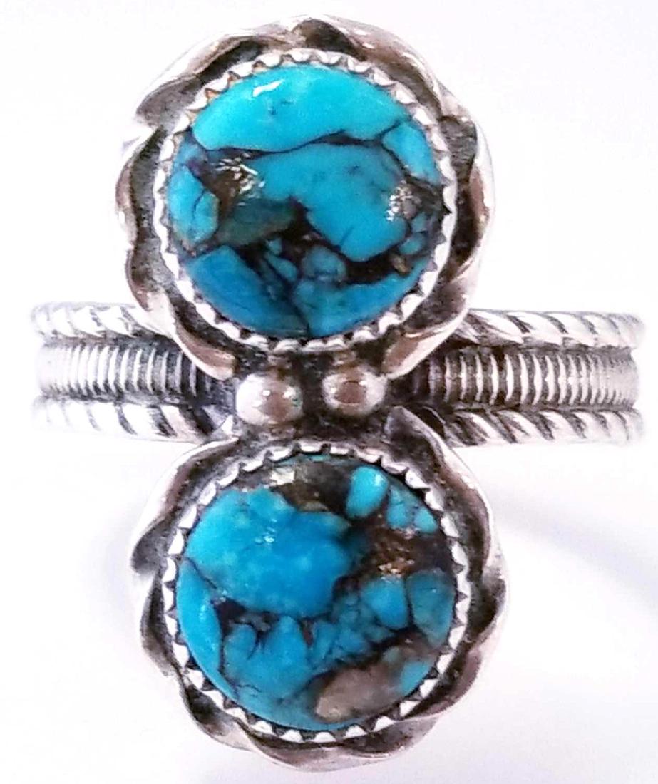 NavajoÂ SS Turquoise Ring: Navajo Sterling Silver Turquoise Ring, Size 12. Marked BOYD Navajo Sterling