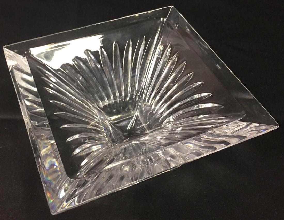 Waterford Crystal Pedestal Dish: Signed Waterford Crystal Square Pedestal Dish. 3-1/4"h x 6'"w (Square) At Top x 2-3/4" At Base.