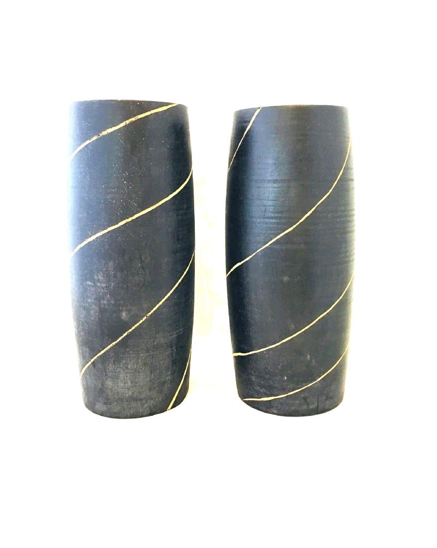 Pair of African Vases: Pair of African Vases. Wooden, hand carved set.