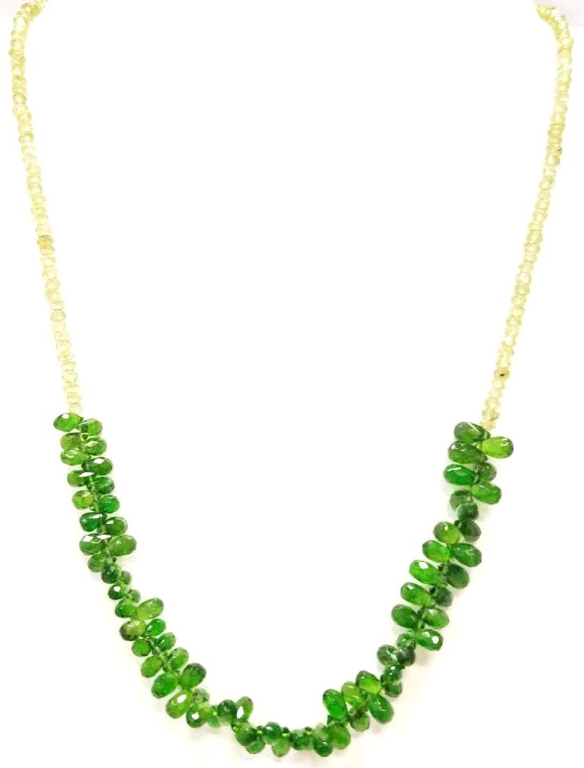 Green Garnet & Peridot Bead Necklace. Diamond Cut (1 of 1)