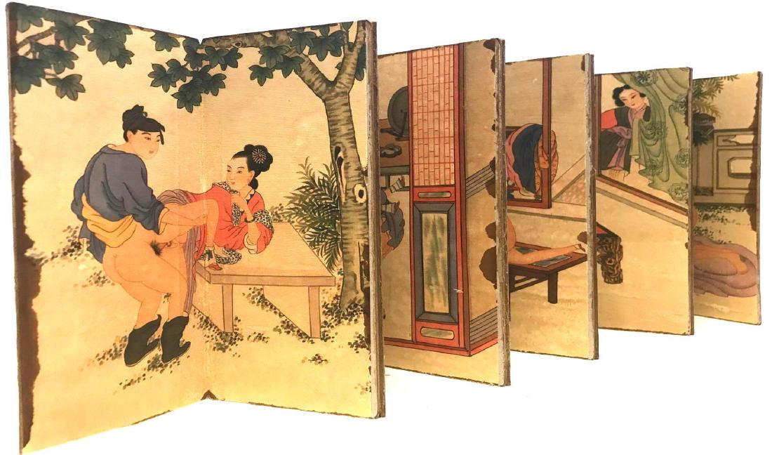 Antique Accordion Japanese Erotica "Shunga" Pillow Book