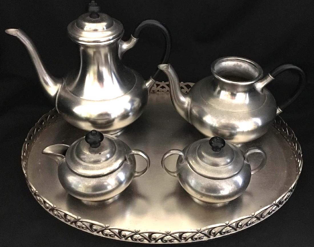 Metawa Holland Pewter Coffee & Tea Service With Tray: Metawa Holland Pewter Coffee and Tea Service with Tray. 