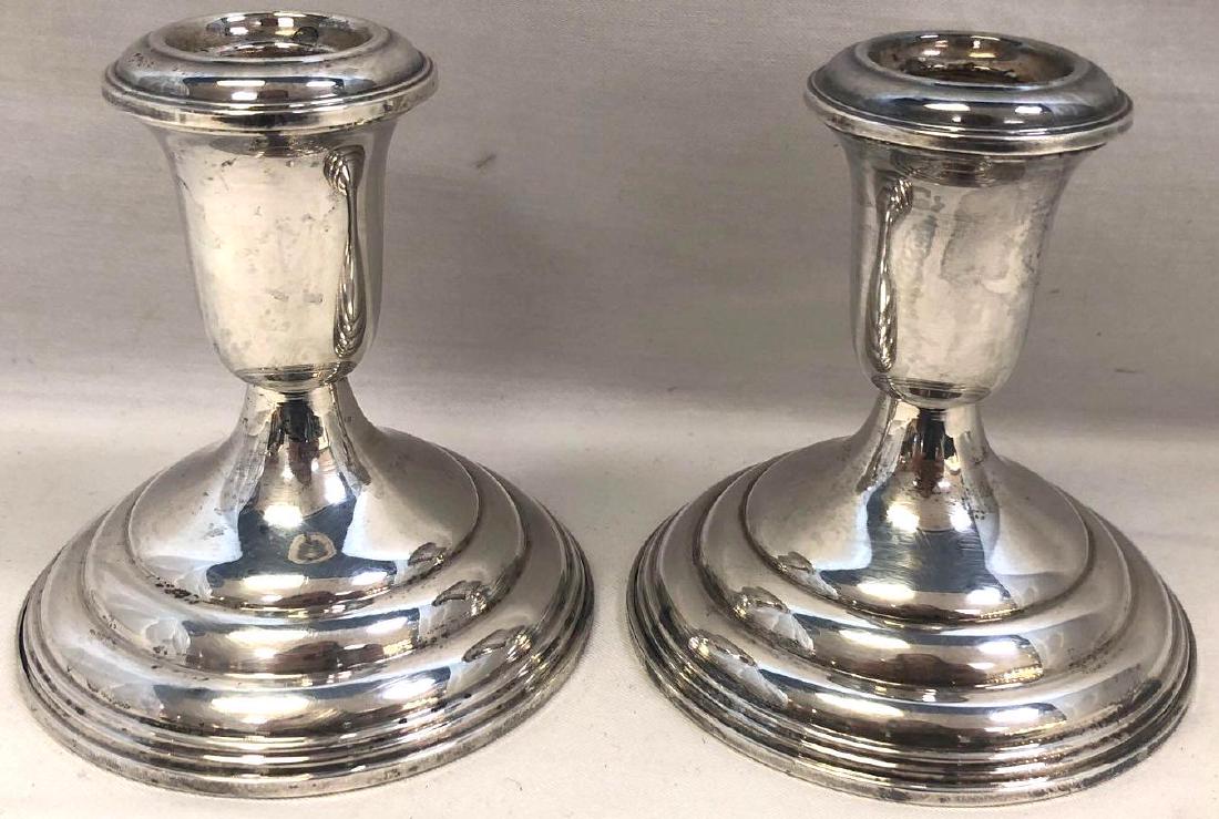 Sterling Silver Weighted Candlesticks: Sterling Silver Weighted Candlesticks. 4 inches High.