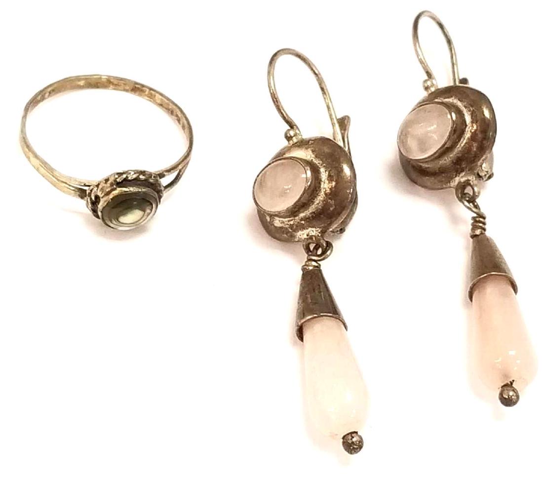 Rose Quartz Earrings and Abalone Ring (1 of 2)