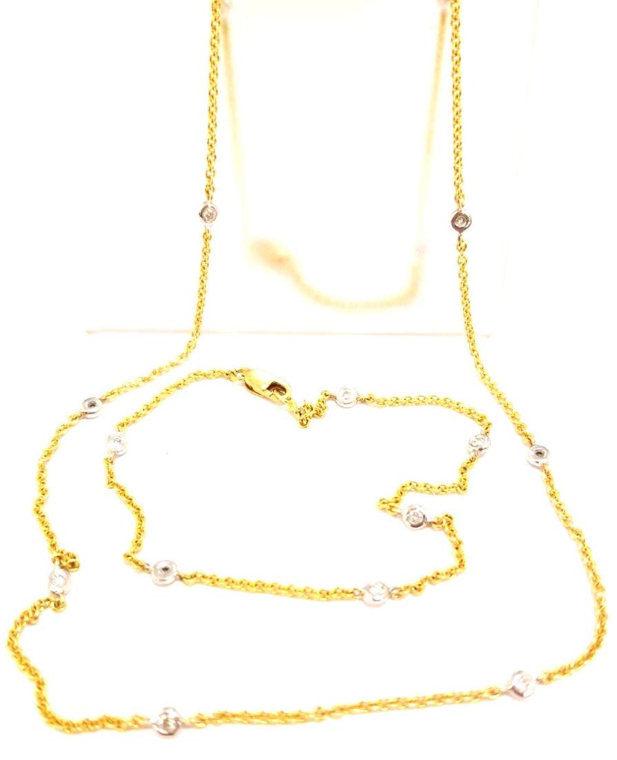 14K Diamond By The Yard Necklace & Bracelet:  14K Diamond by the yard Necklace and Bracelet 3.75 dwt