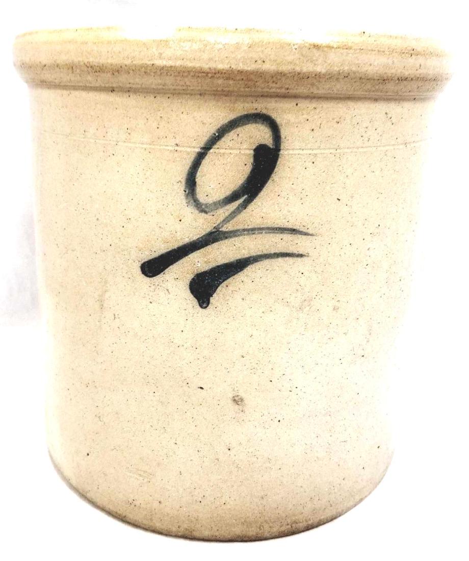 One Stoneware Crock With Blue Design (1 of 3)