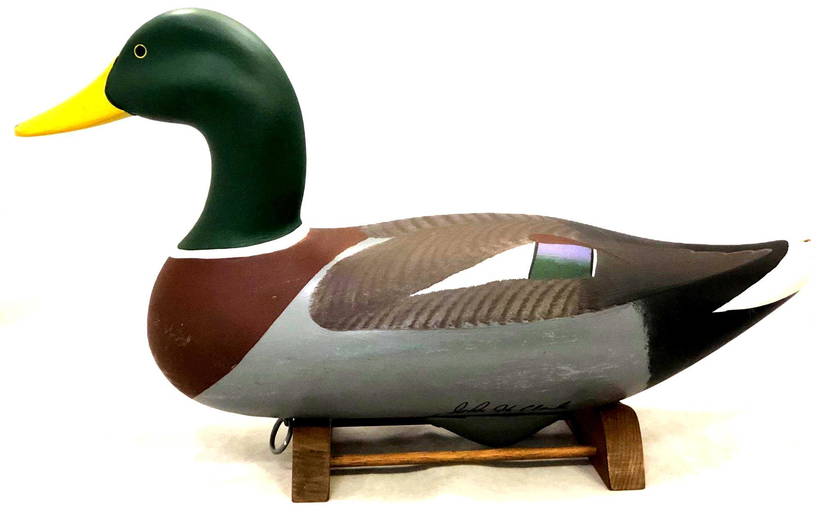 John H Clark 1993 Signed Decoy Duck & Stand