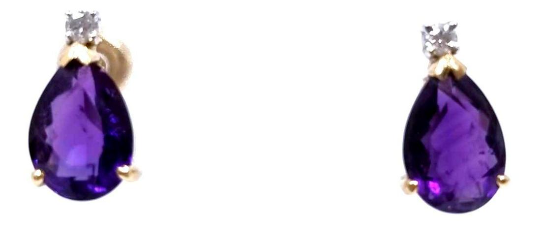 14k Gold Amethyst & Diamond Earrings (1 of 1)