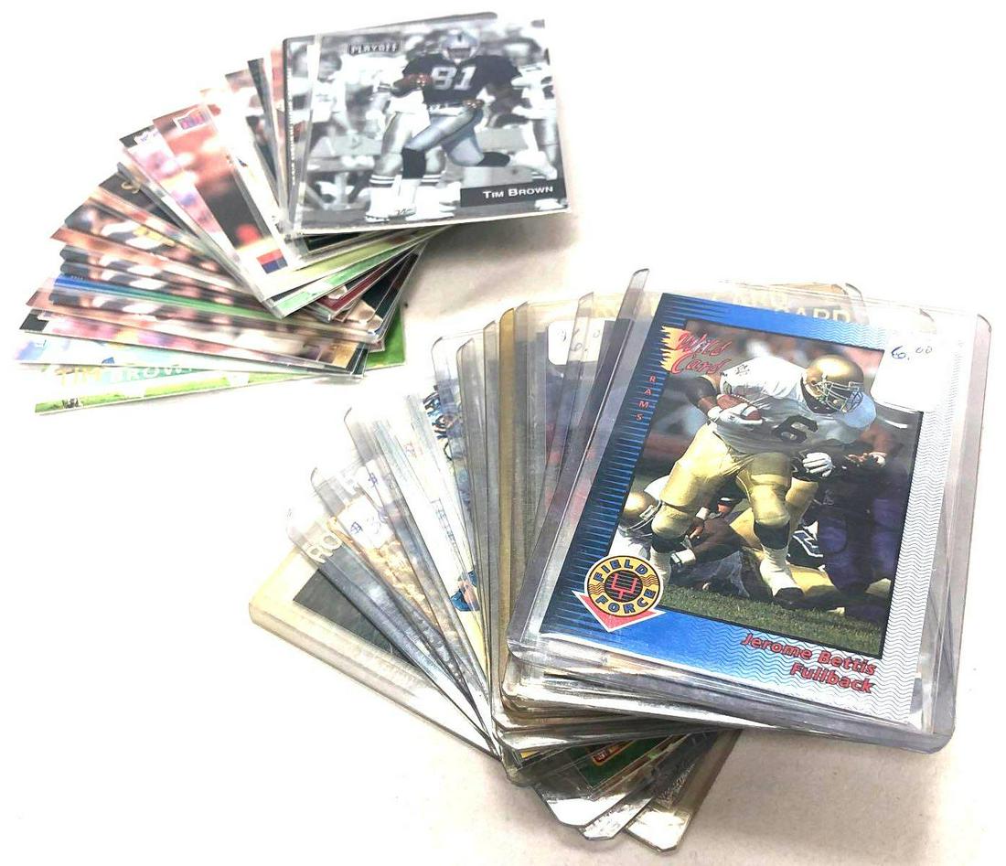 Collection of Jerome Bettis/Tim Brown Cards: Collection Of 52 Jerome Bettis/Tim Brown Collector Cards. 30 Tim Brown Cards. 22 Jerome Bettis Cards. 12 Jerome Bettis Cards In Hard Plastic Protective Sleeve. The Rest Are In Soft Plastic Sleeves. We