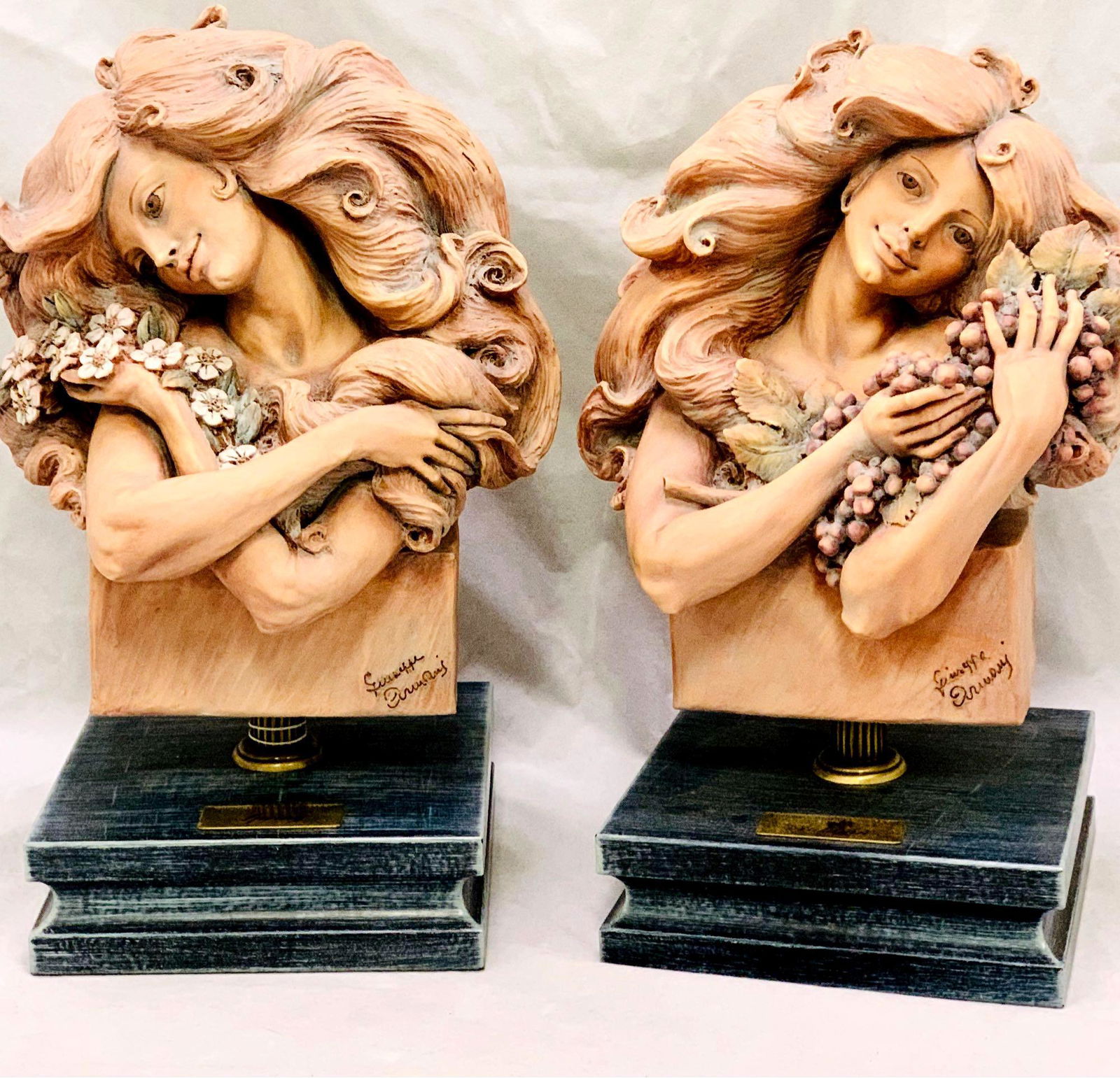 Pair Of Giuseppe Armani Busts (Spring & Autumn): Pair Of Giuseppe Armani Busts (Spring & Autumn) Limited Edition. Measures 6 1/2" Wide. 12 1/2" Tall. 6 1/4" Deep. Florence, Italy Giuseppe Armani was an Italian sculptor and artist. Born in