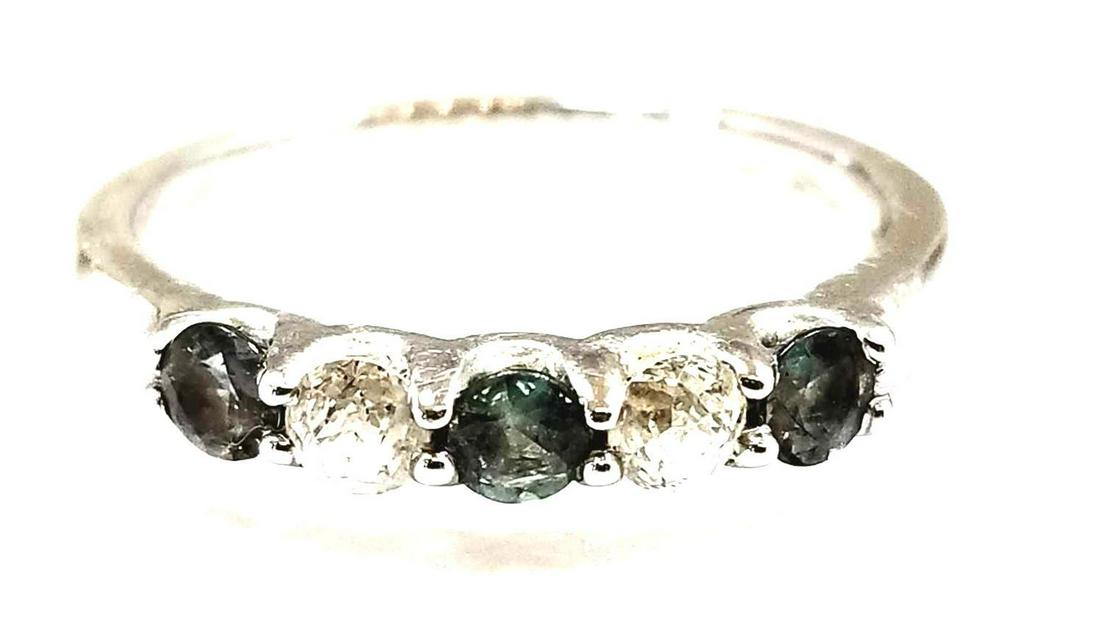 14k Crown of Light Diamond & Alexanderite Ring: 14k White Gold Crown of Light Diamond and Alexandrite Band Containing 2 Crown of Light Diamonds Weighing .30cts I Color, VS1 Clarity, & 3 Alexandrites Weighing .36cts All Crown of Ligh