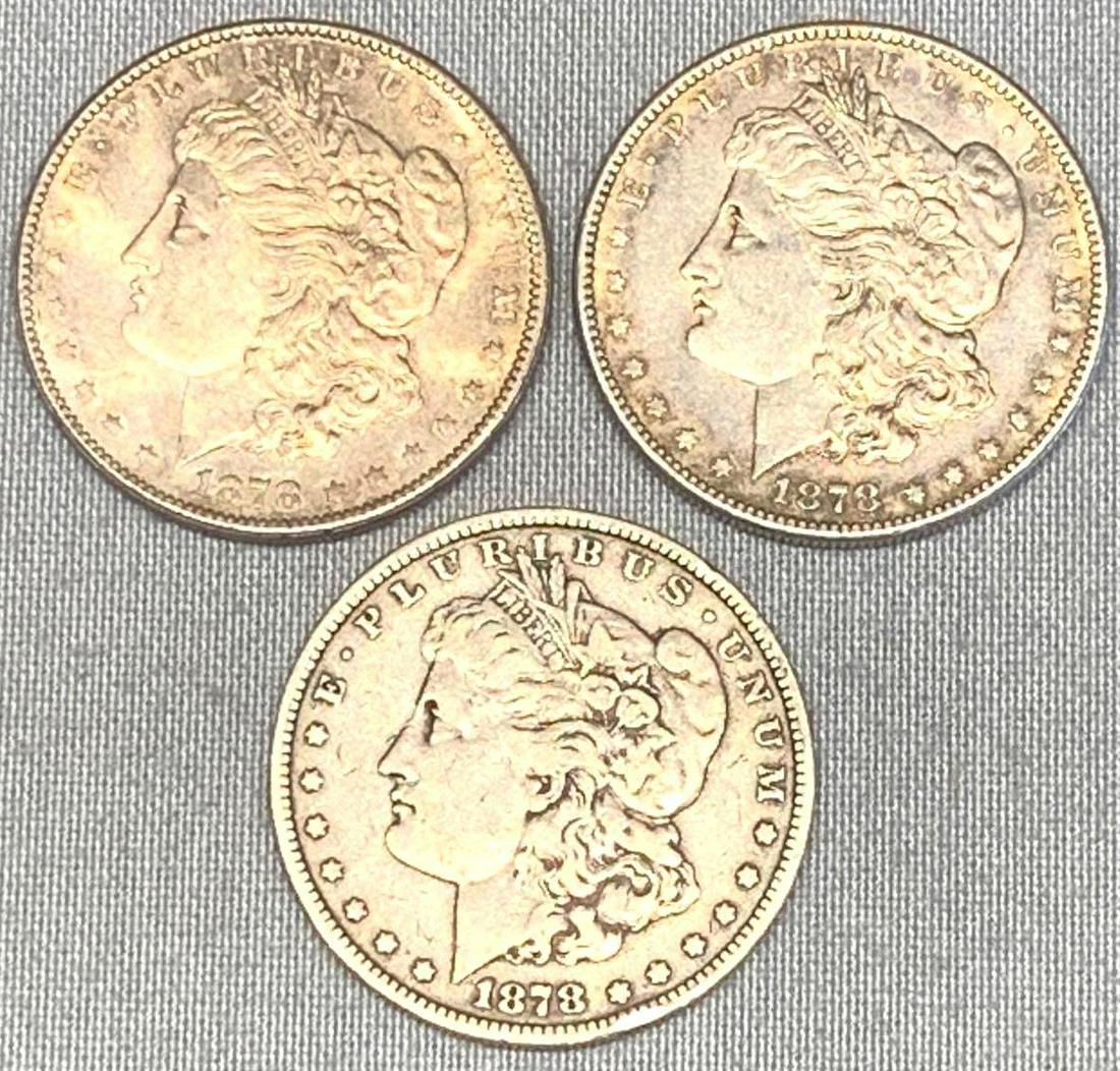 Three 1878-S Morgan Silver Dollar 2nd Reverse (1 of 8)