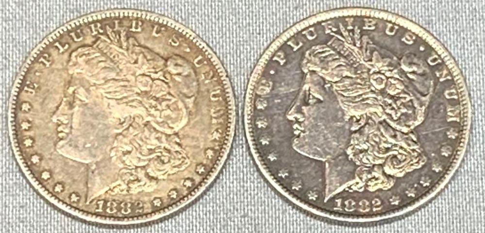 Two 1882-O Morgan Silver Dollars (1 of 5)