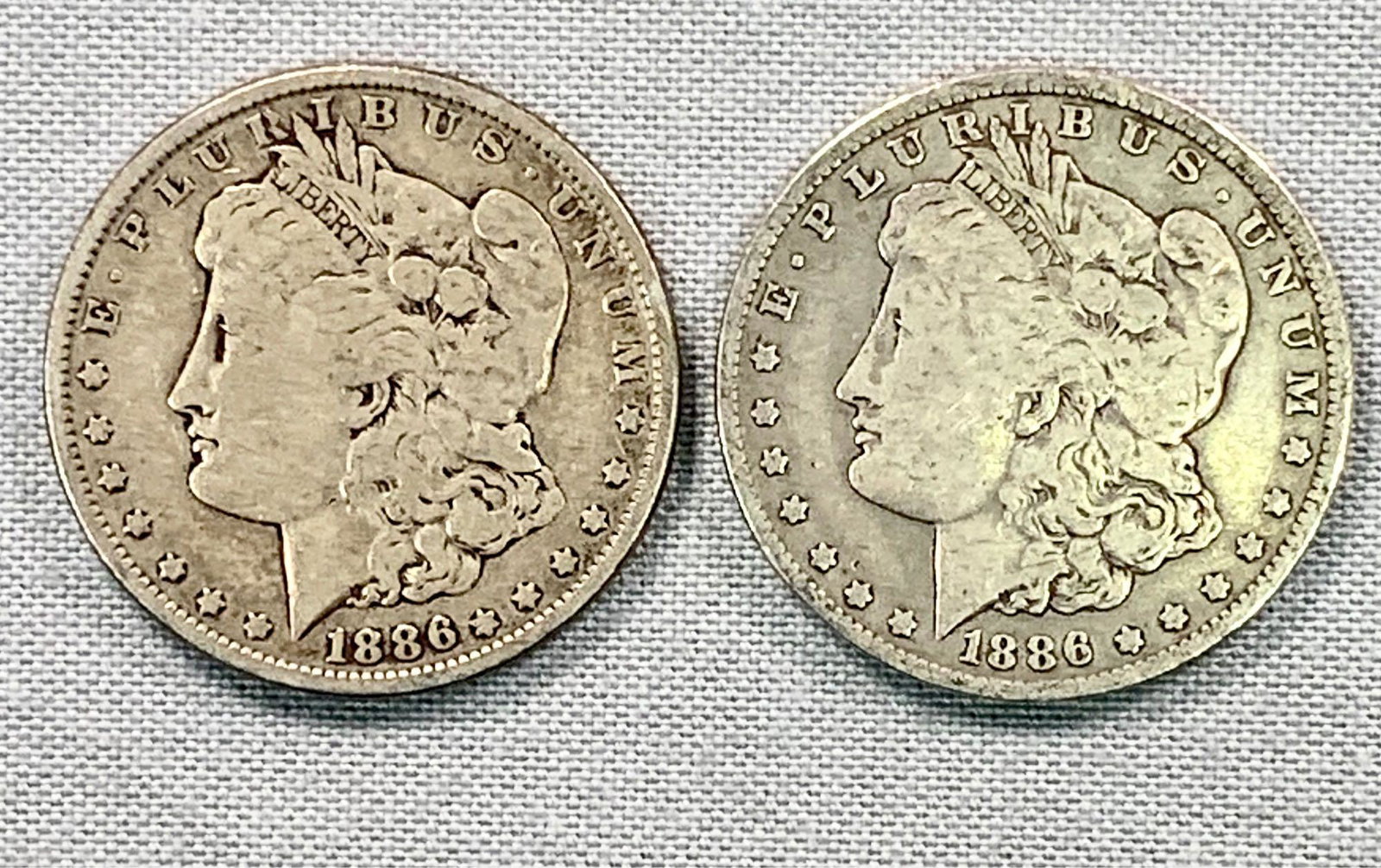 Two 1886 Morgan Silver Dollars (1 of 2)