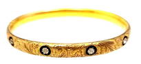 Edwardian 14k Diamond Hollow Bangle