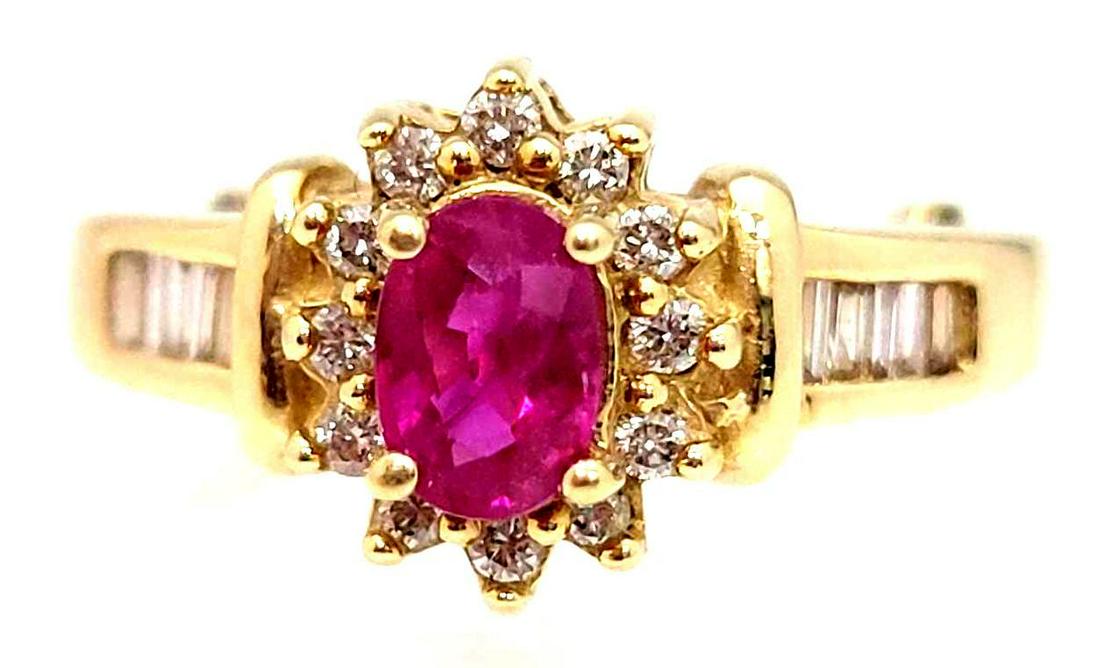 14K Yellow Gold Ruby & Diamond Ring (1 of 2)