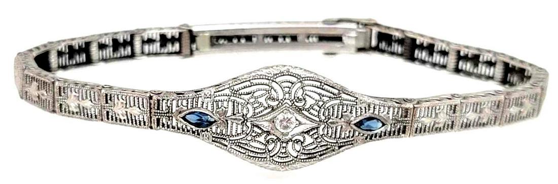 Victorian Sterling Diamond & Sapphire Bracelet (1 of 2)