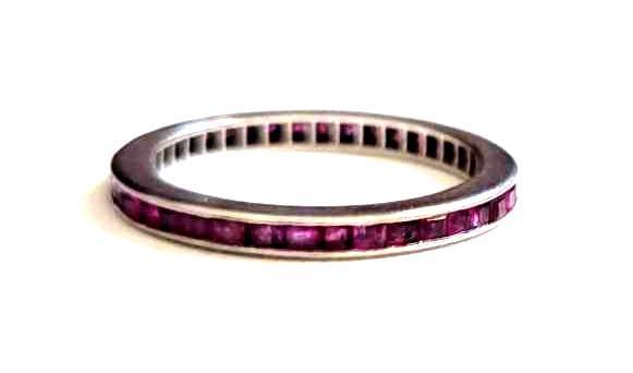 Antique 14k White Gold Ladies Ruby Channel Set Ring (1 of 2)